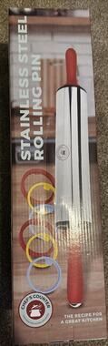 New Chefs Counter Stainless Steel Adjustable Rolling Pin 19.5" GREAT DEAL